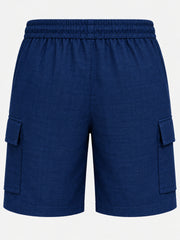 Navy Blue Cargo Linen Shorts for Men – Casual Wear