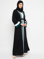 2 Piece Front Open Shrug Set Abaya with Black Georgette Hijab