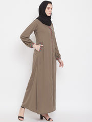 Chikan Hand Embroidery Abaya for Women with Black Georgette Scarf