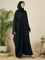 Black Loose Kaftan Abaya for Women with Black hijab