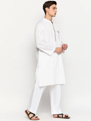 White Solid Men's Kurta Pajama Set