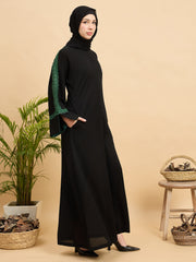 Modest Lace Abaya Burqa with Black Georgette Hijab