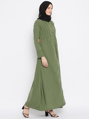 Jade Green Abaya Dress with Black Georgette Hijab