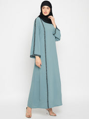Handwork Green Luxury Abaya with Black Hijab