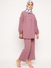 Pink Solid Loose Fit Co-ord Set/Matching Set