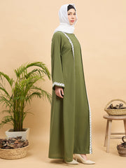 Modest Lace Abaya Burqa with White Georgette Hijab