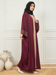 2 Piece Handwork Shrug Abaya with Black Georgette Hijab