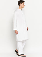 White Men's Kurta Pajama Set