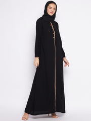Black Color Abaya for women with Black Georgette Scarf