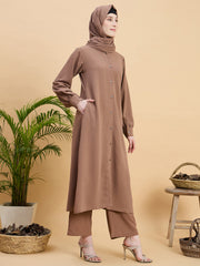 Modest Front Open Co-ord Set with Matching Hijab