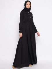 Umbrella Cut Black Abaya for Women with Black Georgette Hijab