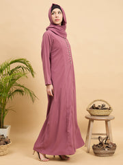 Pink Solid Modest Abaya Burqa for Women with Matching Hijab