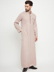 Beige Arab Thobe / Jubba for Men with Straight Sleeves