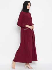 Chikan hand Embroidery Abaya with Black Georgette Scarf