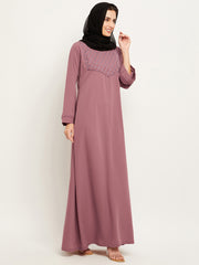 A-Line Embroidery Design Abaya with Black Georgette Hijab