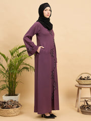 Modest Luxury Hand worked Front Open Abaya Burqa with Hijab