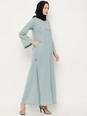 Embroidery  Abaya with Black Georgette Hijab