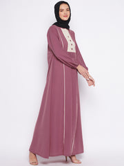 Lace Design Abaya/Burqa with Black Georgette Hijab