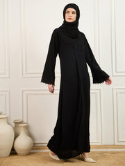 Black Lace Abaya/Burqa with Matching Georgette Hijab