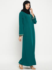 Embroidery Abaya/Burqa with Black Georgette Scarf