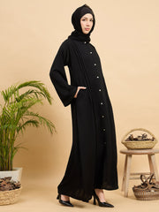 Modest Front Open Abaya Burqa with Black Georgette Hijab