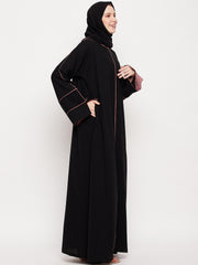 Black A-Line Abaya for Women with Black Georgette Hijab