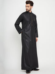 Black Arab Bell Sleeve Thobe/Jubba for Men