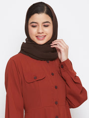 Brown Georgette Solid Hijab Stole For Women