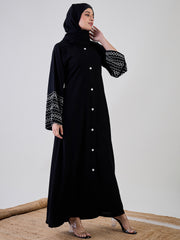 Handwork Luxury Abaya with Black Georgette Hijab