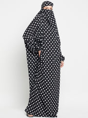 Polka Printed One Piece Free Size Jilbab for Women