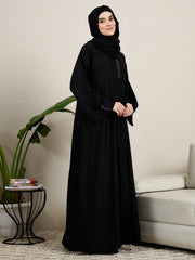 Black Abaya Button Detailing Burqa with black Scarf