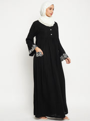 Embroidery Abaya/Burqa for Women with Black Georgette Scarf