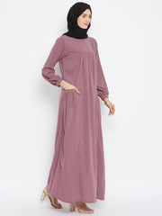 Abaya Chikan hand Embroidery with Black Georgette Scarf