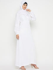 Rayon White Abaya for Umrah/Hajj with Black Hijab