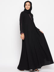 Abaya with for Women with Black Georgette Hijab