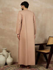 Beige Cotton Arabic Thobe For Men