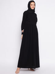 Black Solid Abaya for Women with Black Georgette Hijab