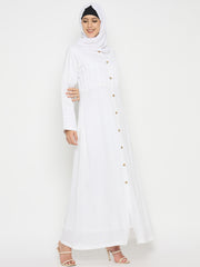 Front Open Rayon Abaya for Umrah/Hajj with Black Hijab for Women
