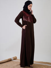 Embroidery Abaya/Burqa with Black Georgette Hijab