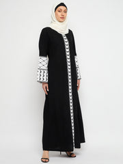 Kefiyyeh Embroidery Abaya with Black Hijab for Women