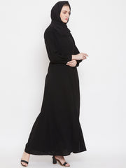 Front Open Black Abaya Burqa With Black Hijab
