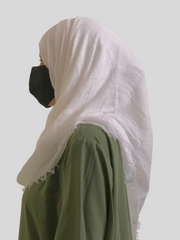 White Cotton Crinkle Hijab for Women