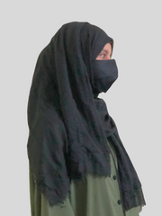 Black Cotton Crinkle Hijab for Women