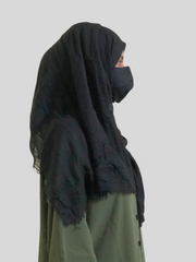 Black Cotton Crinkle Hijab for Women