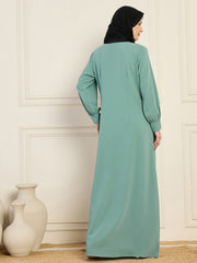 A-line Abaya/Burqa with Black Georgette Hijab