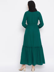 Frill Abaya Dress for Women with Black Georgette Scarf