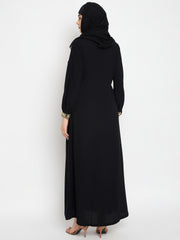 Black Handwork Abaya with Black Georgette Scarf