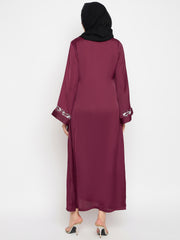 Handwork Maroon Abaya with Black Hijab