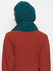 Bottle Green Georgette Solid Hijab Stole For Women
