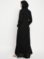 Women A-line Abaya/Burqa with Black Georgette Scarf